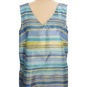 Expressions Vintage Dress 18 Sheath Sleeveless Blue Stripe Knee Length Women